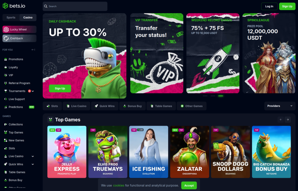 Bets.io homepage
