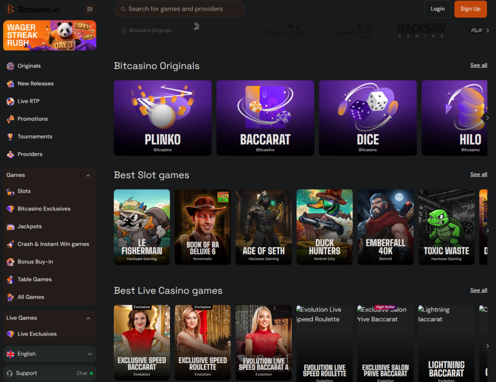 BitCasino homepage
