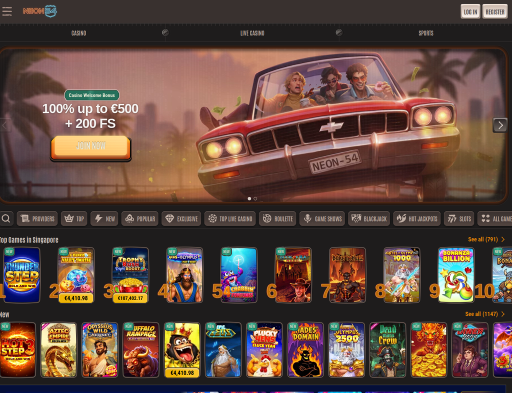 Neon54 homepage
