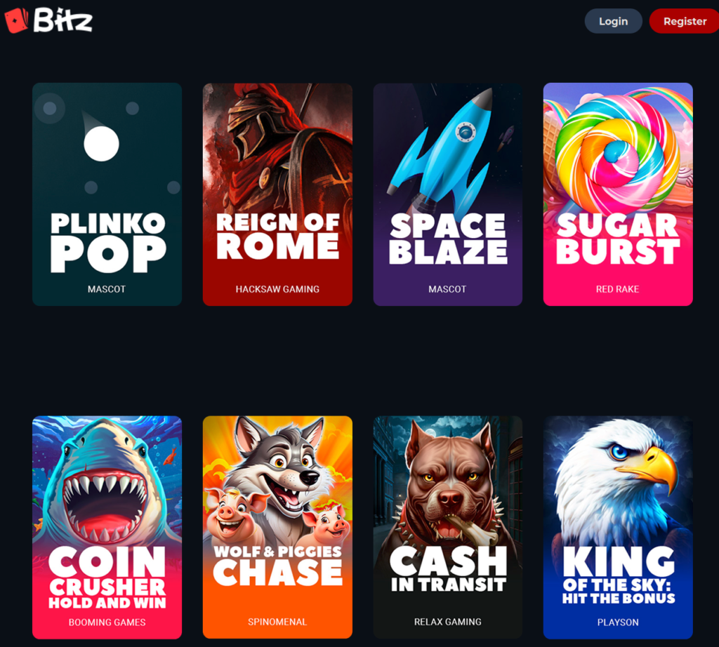 Bitz Casino homepage