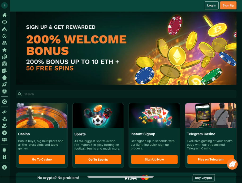TG.Casino homepage