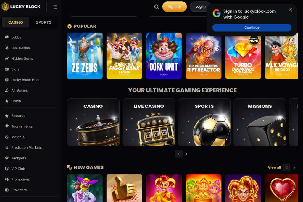Lucky Block homepage