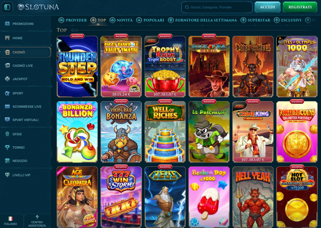 Slotuna homepage