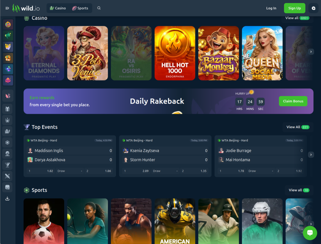 Wild.io homepage