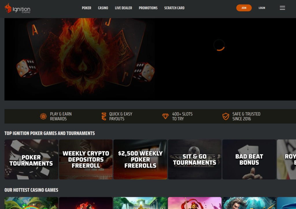 Ignition Casino homepage