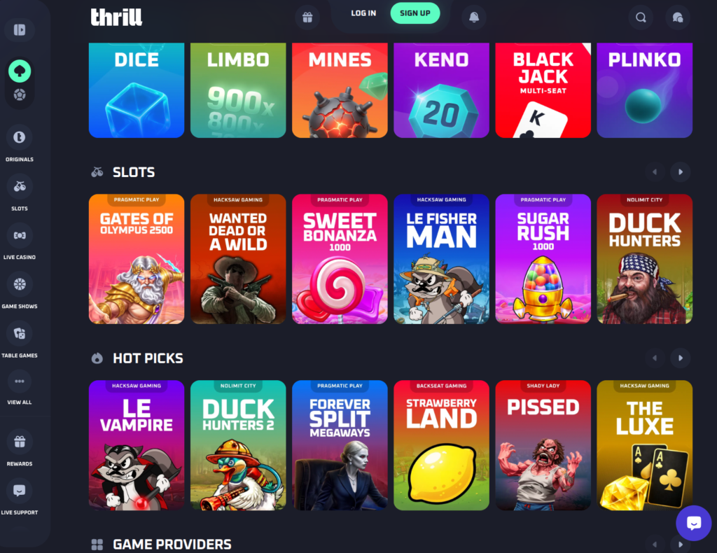 Thrill homepage